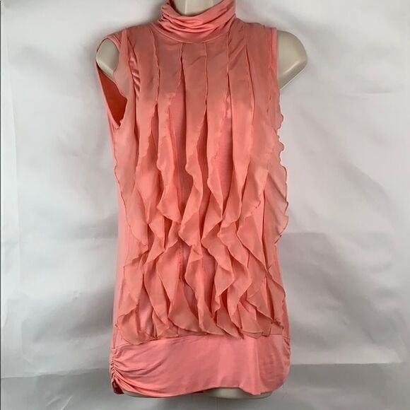 Kenar Tops - Kenar Pink Sleeveless Ruffle Tank Top